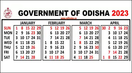 Odisha Govt Calendar 2023, Odisha State Government Calendar 2023 PDF With Holidays List