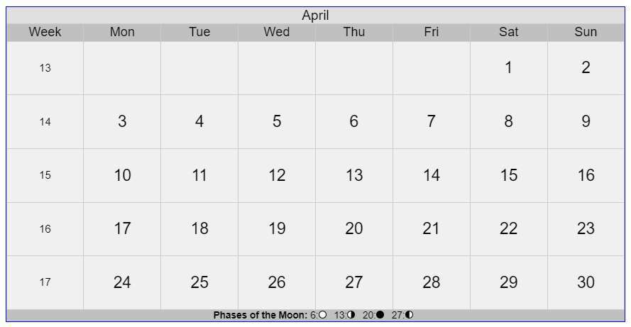 Gregorian Calendar 2023 April