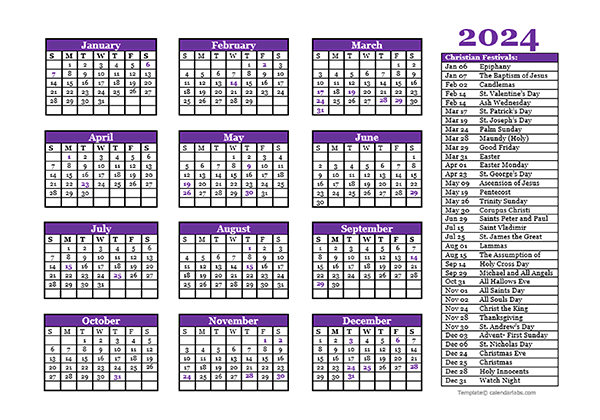 Christian Calendar 2024 PDF Download