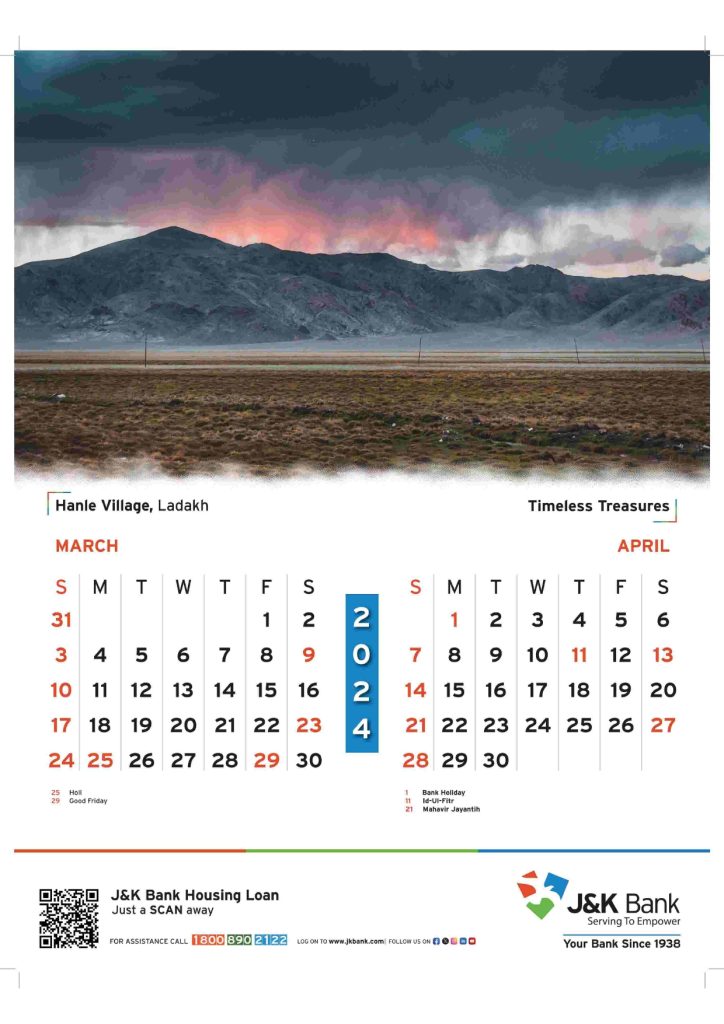 JK Bank Calendar 2024 April